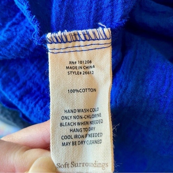 SOFT SURROUNDINGS Siesta Key Tunic Top Electric Blue Cotton Ruffle Tiered - Picture 10 of 10